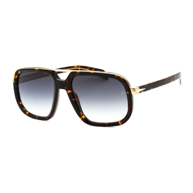 David Beckham Sunglasses Aviator Full Rim, Havana Gold Frame and Dark Grey Gradient Lens DB7101/S02IK9O