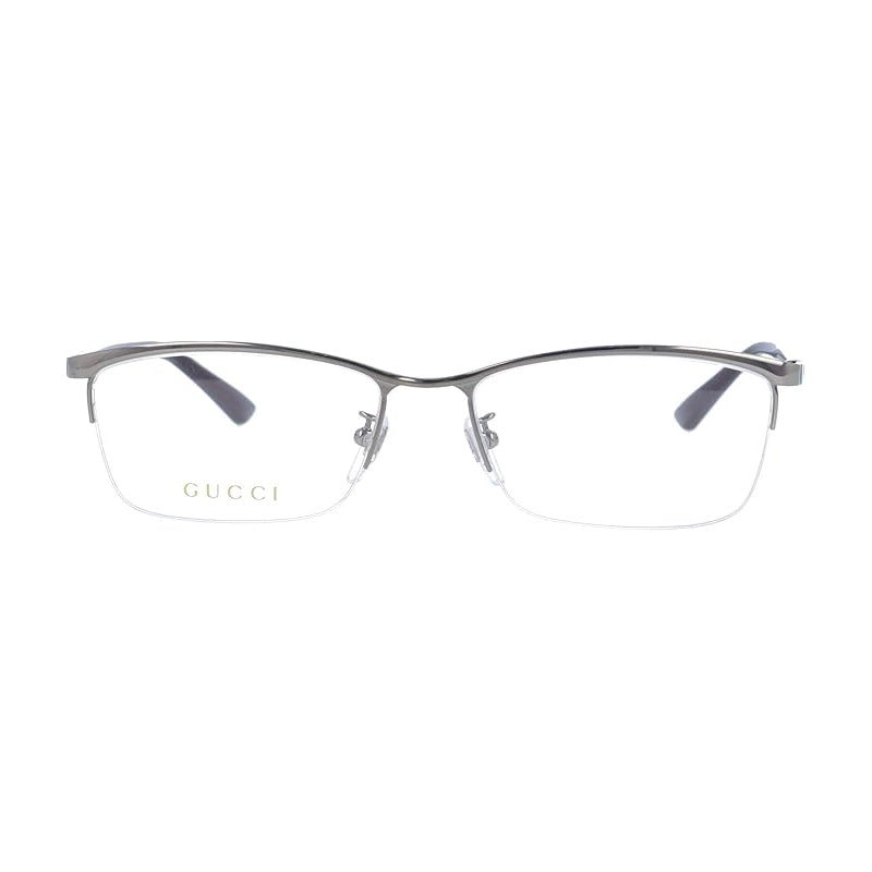 Gucci Eyeglasses Square Semi Rim, Gunmetal Frame and Clear Demo Lenses Lens GG0856OJ002