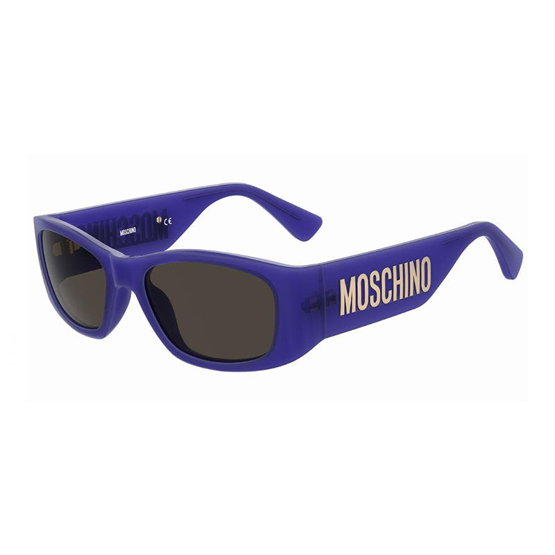 Moschino Sunglasses Rectangle Full Rim, Violet Frame and Grey Lens MOS145/S0B3VIR