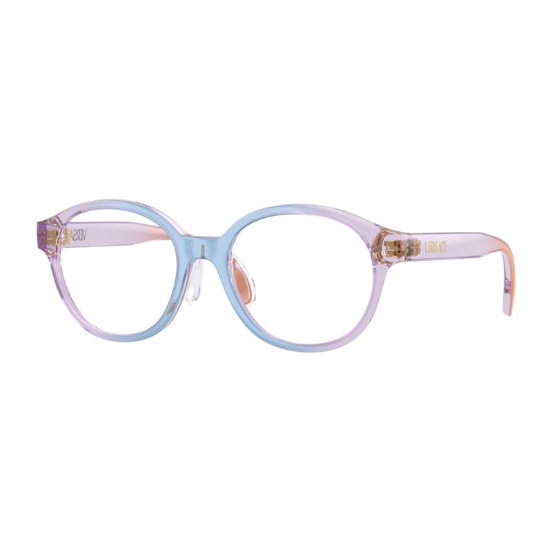 Versace Eyeglasses Round Full Rim, Gradient Pale Blue Lilac Orange Frame and Clear Demo Lens Lens VK30125534