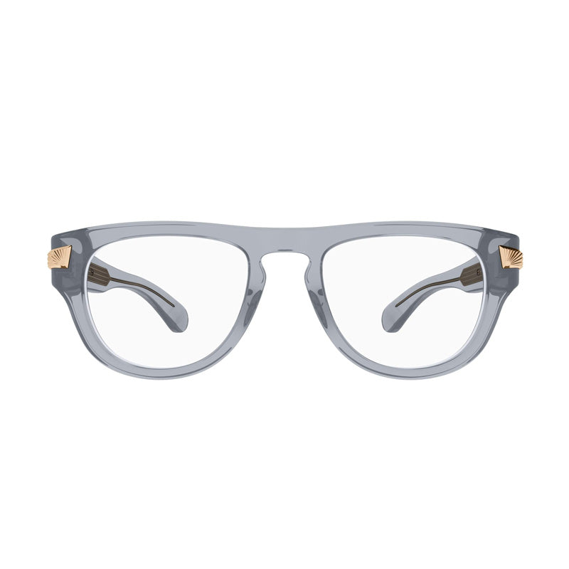 Gucci Eyeglasses Oval Full Rim, Shiny Transparent Grey Frame and Clear Demo Lenses Lens GG1519O003