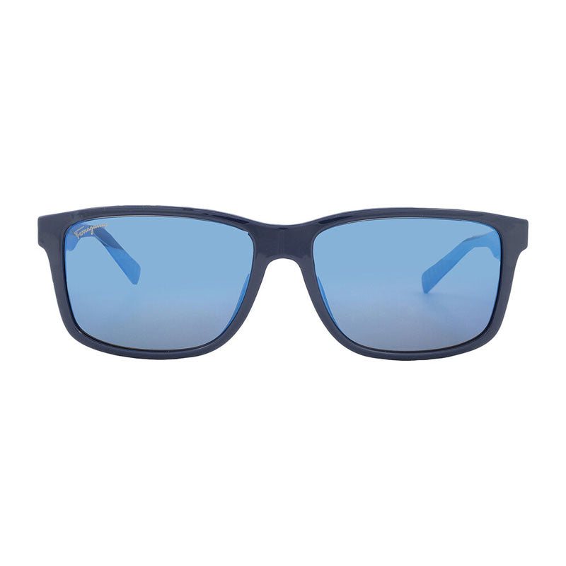 Ferragamo Salvatore Ferragamo Sunglasses Rectangle Full Rim, Blue Grey Frame and Blue Lens SF938S435