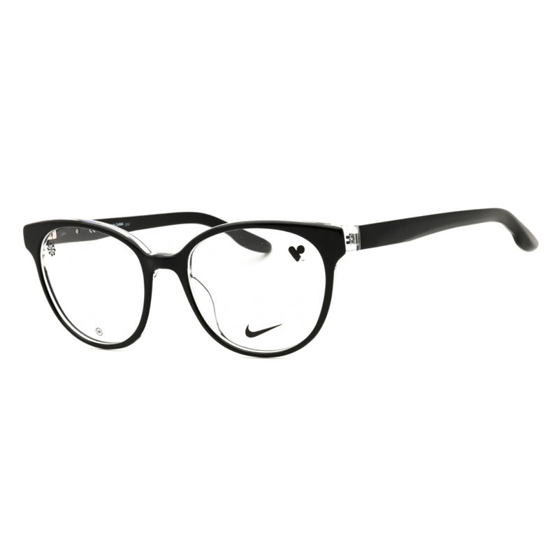 Nike Eyeglasses Cat Eye Full Rim, Black/Crystal Clear Frame and Clear Demo Lenses Lens NIKE7164010
