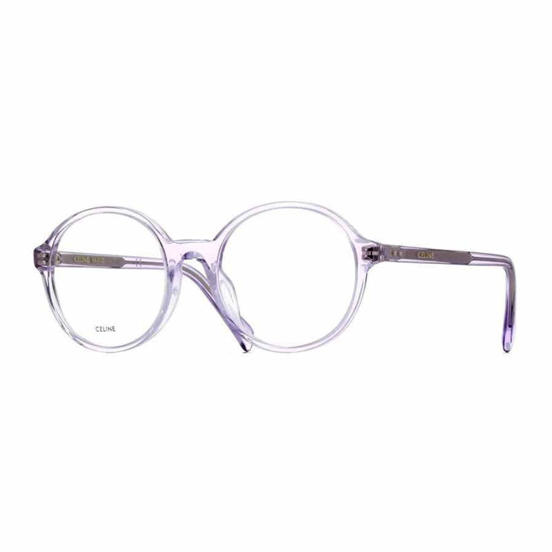 Celine Eyeglasses Round Full Rim, Transparent Lilac Frame and Clear Demo Lens Lens CL50092I078