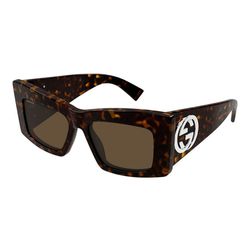 Gucci Sunglasses Square Full Rim, Dark Havana Frame and Brown Lens GG1842S002