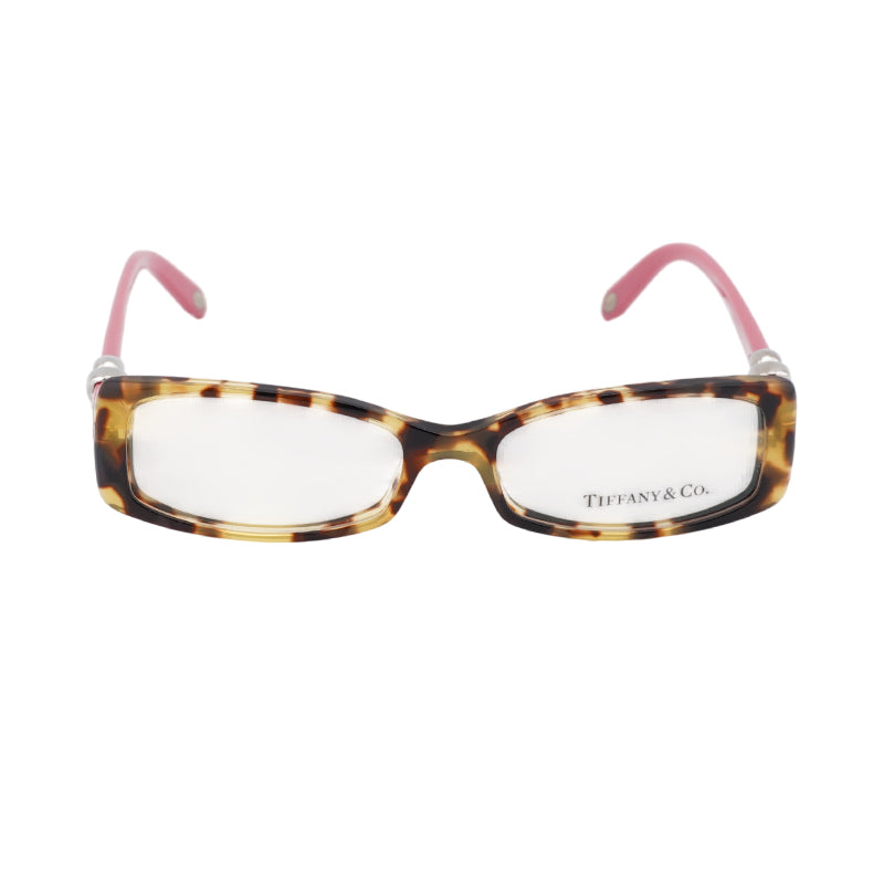 Tiffany & Co. Eyeglasses Rectangle Full Rim, Light Havana/Pink Frame and Clear Demo Lenses Lens TF20168064