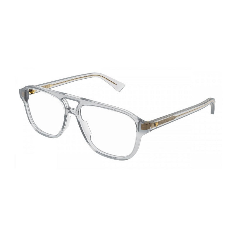 Bottega Veneta Eyeglasses Aviator Full Rim, Grey Frame and Clear Demo Lenses Lens BV1294O004