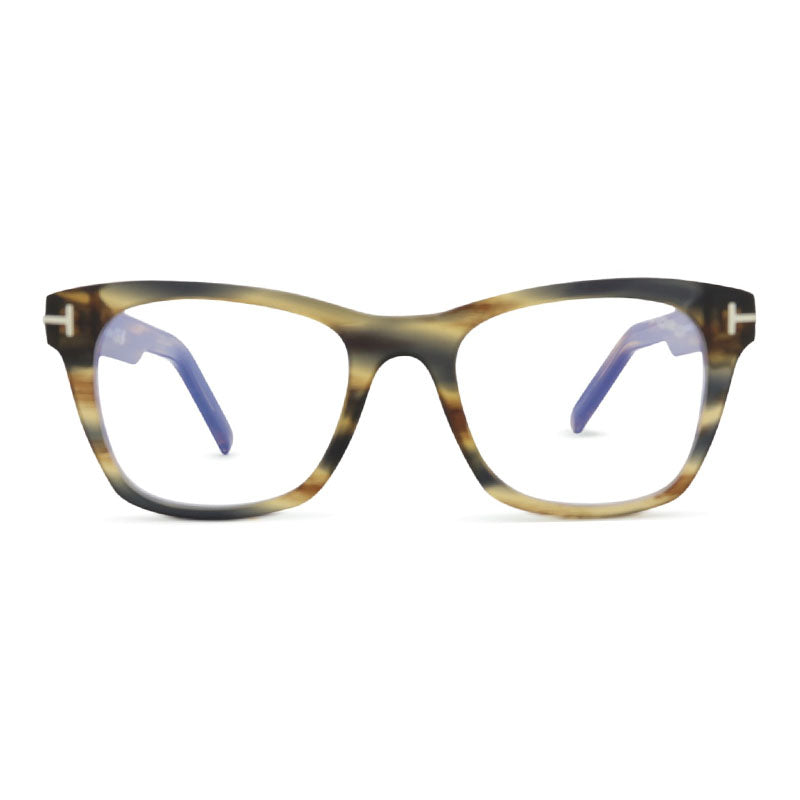 Tom Ford Eyeglasses Square Full Rim, Havana Frame and Clear Blue Light Block Lens FT5886-B045