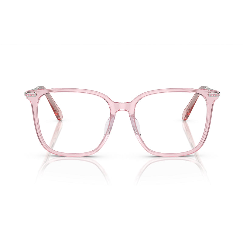 Swarovski Eyeglasses Square Full Rim, Transparent Pink Frame and Clear Demo Lenses Lens SK2016D3001
