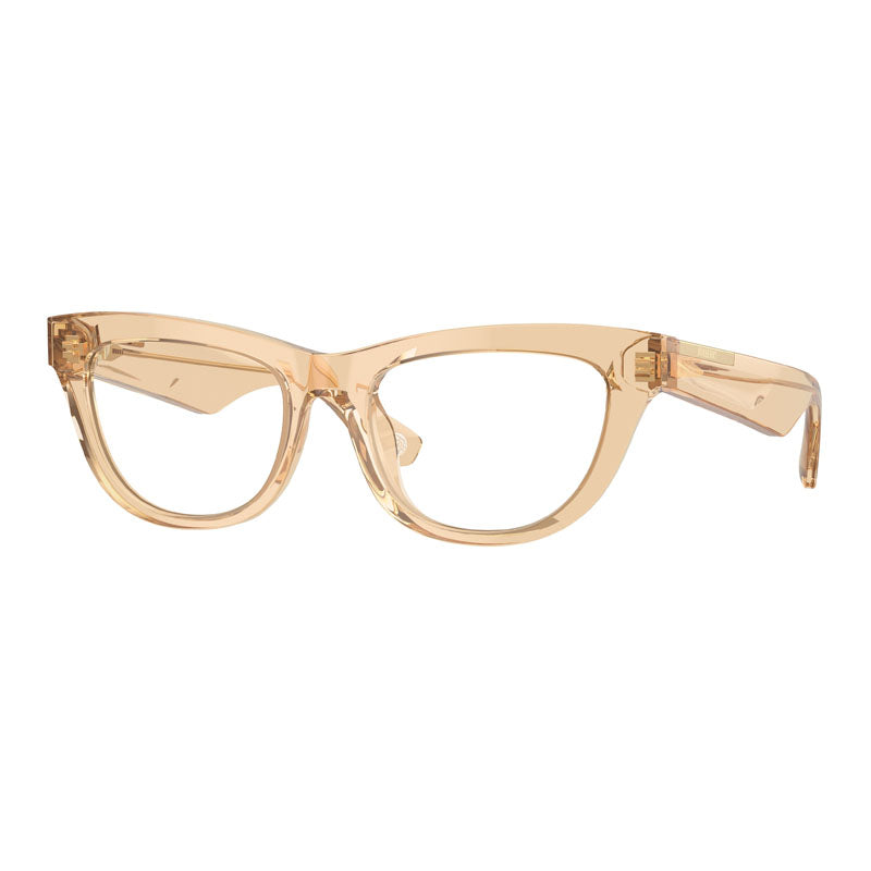 Burberry Eyeglasses Rectangle Full Rim, Transparent Brown Frame and Clear Demo Lenses Lens BE2406U4063