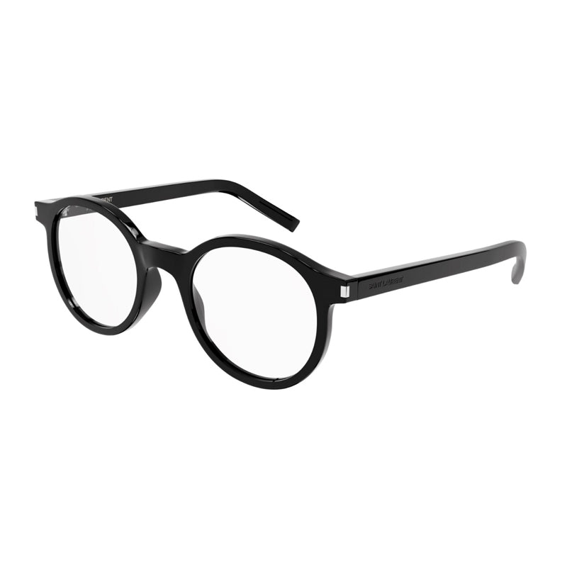 Saint Laurent Eyeglasses Round Full Rim, Black Frame and Clear Demo Lenses Lens SL521OPT001