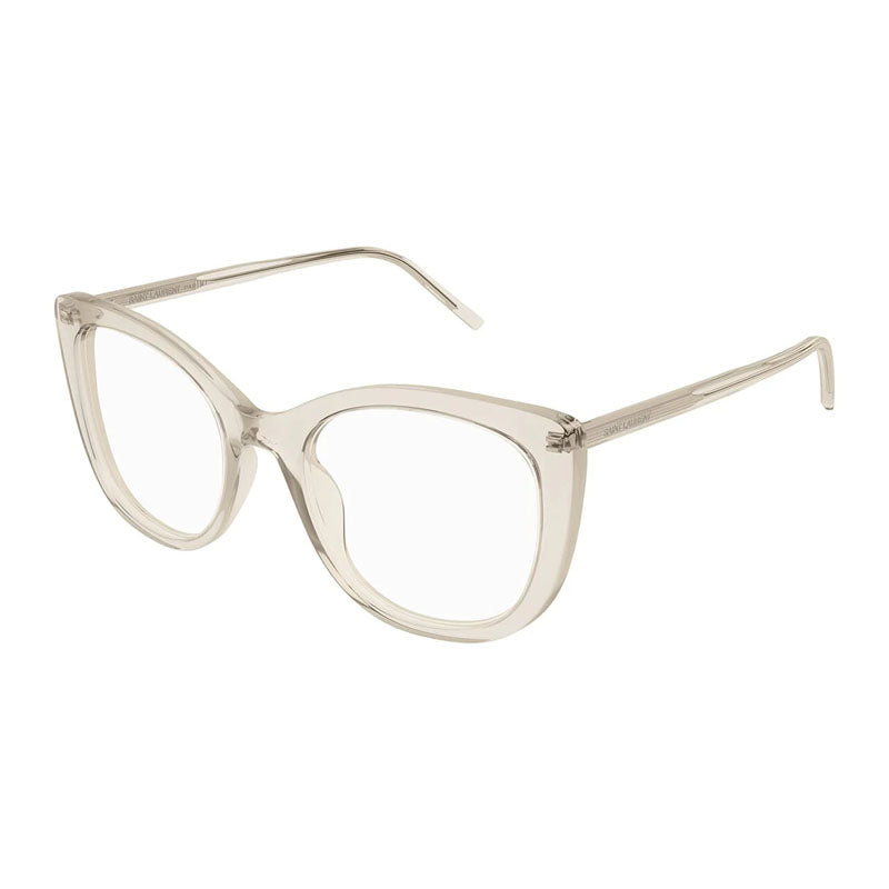 Saint Laurent Eyeglasses Square Full Rim, Transparent Beige Frame and Clear Demo Lens Lens SL778004