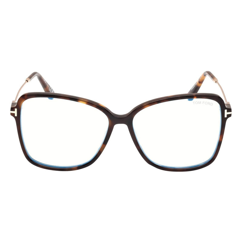 Tom Ford Eyeglasses Butterfly Full Rim, Dark Havana Frame and Clear Blue Light Block Lens FT5953-B052