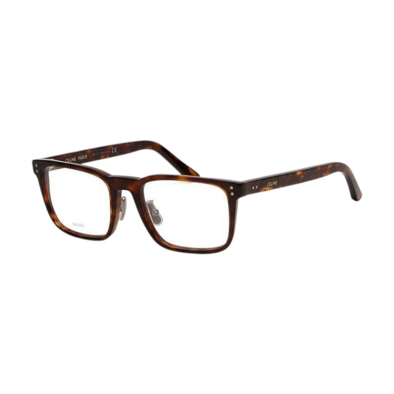 Celine Eyeglasses Square Full Rim, Havana Frame and Clear Demo Lens Lens CL50030J054