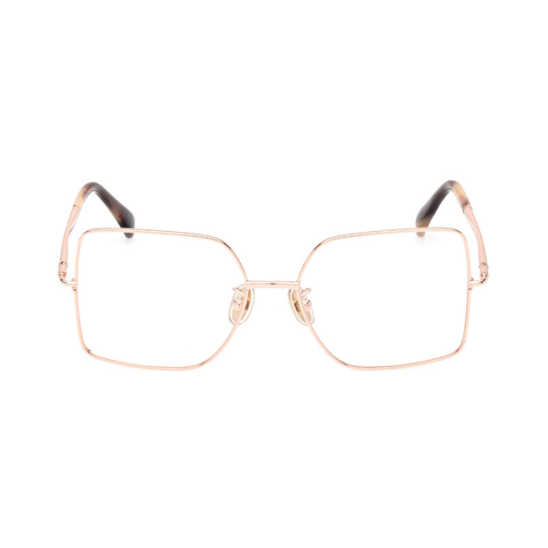Max Mara Eyeglasses Butterfly Full Rim, Pink Gold Frame and Clear Demo Lenses Lens MM5098-H033
