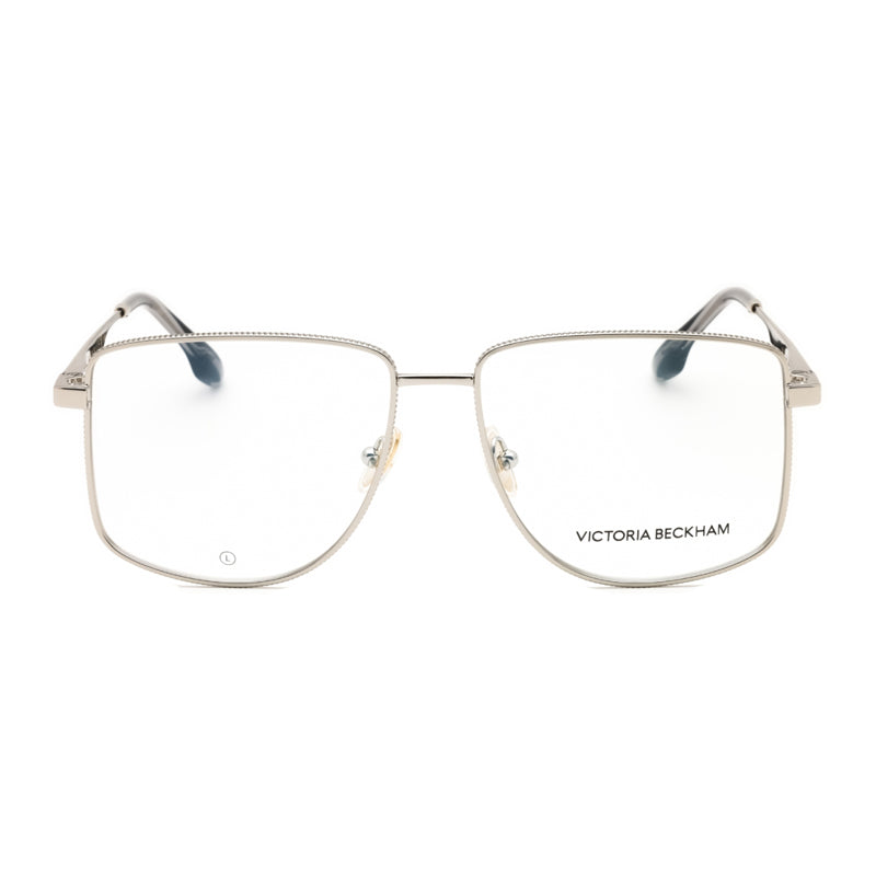 Victoria Beckham Eyeglasses Square Full Rim, Silver Frame and Clear Demo Lenses Lens VB2136040
