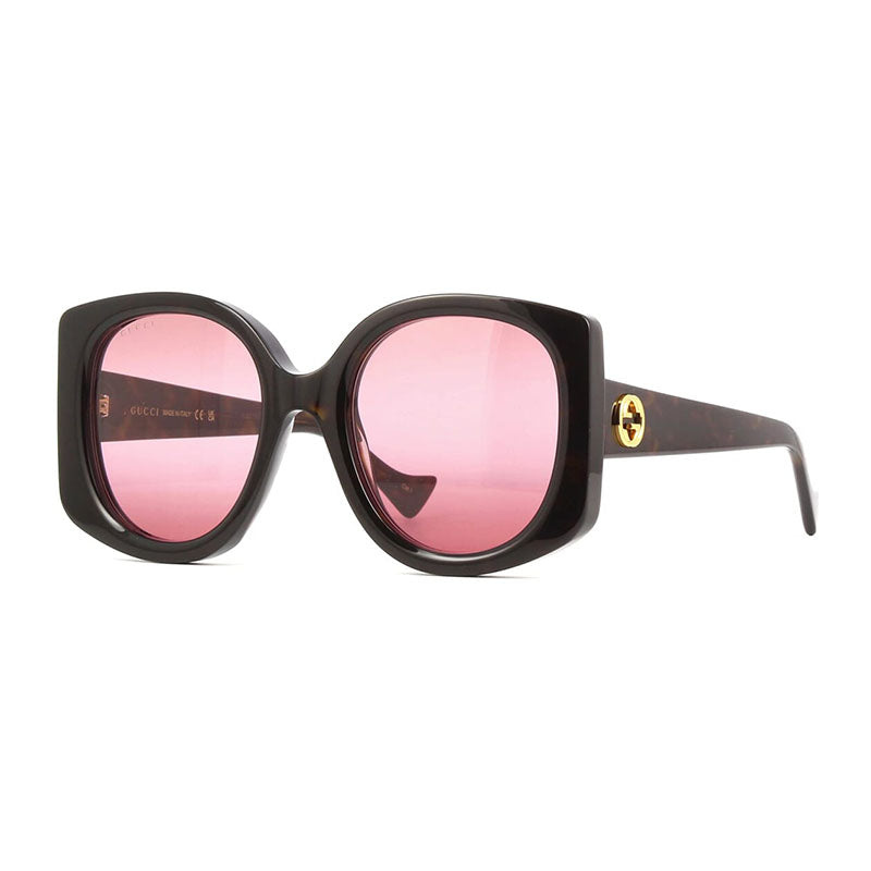 Gucci Sunglasses Butterfly Full Rim, Dark Havana Frame and Gradient Red Lens GG1257S003
