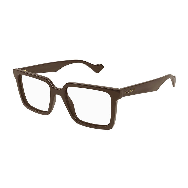 Gucci Eyeglasses Square Full Rim, Brown Frame and Clear Demo Lenses Lens GG1540O007