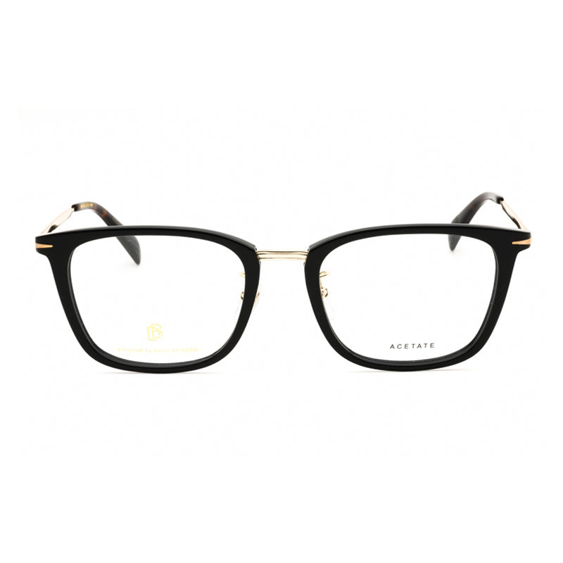 David Beckham Eyeglasses Rectangle Full Rim, Black Gold Frame and Clear Demo Lenses Lens DB7060/F02M200