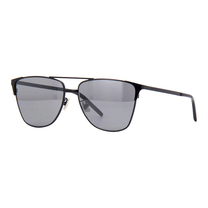 Saint Laurent Sunglasses Square Full Rim, Black Frame and Silver Mirror Lens SL280002
