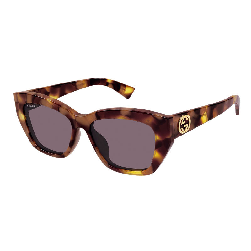 Gucci Sunglasses Square Full Rim, Shiny Havana Frame and Lilac Lens GG1844SA003