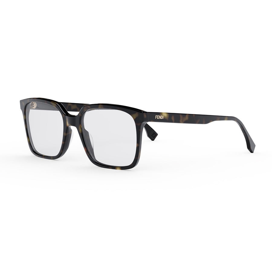 Fendi Eyeglasses Square Full Rim, Havana Frame and Clear Demo Lenses Lens FE50032I052
