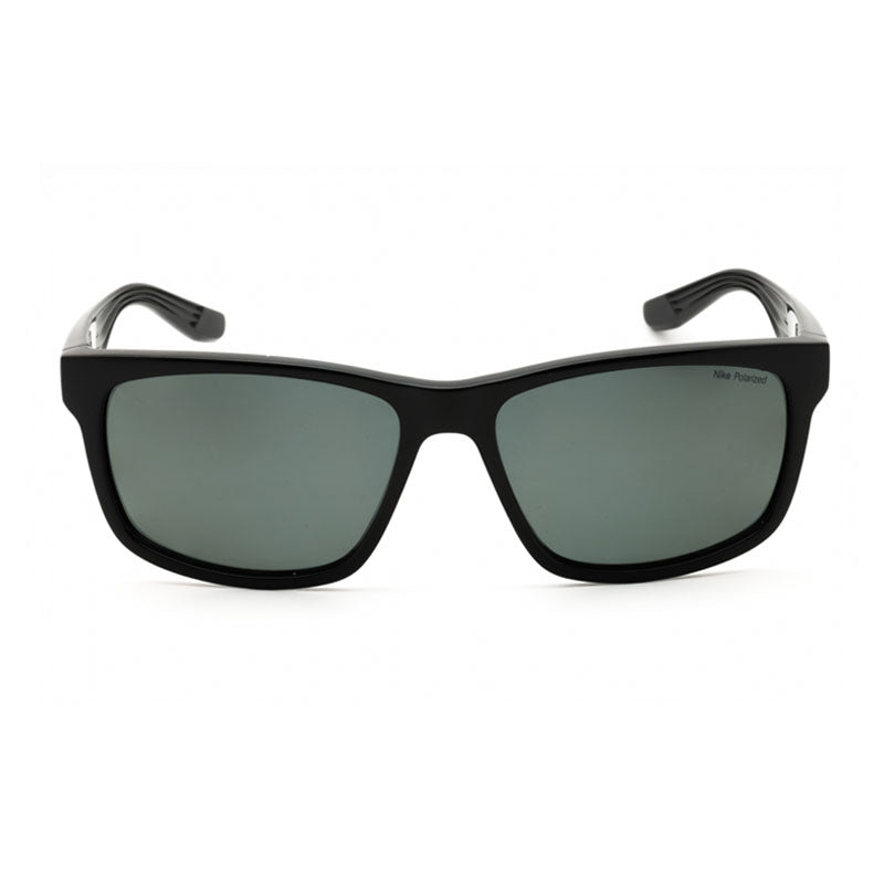 Nike Sunglasses Rectangle Full Rim, Shiny Black Frame and Grey Polarized Lens NIKECRUISERPFQ4678010