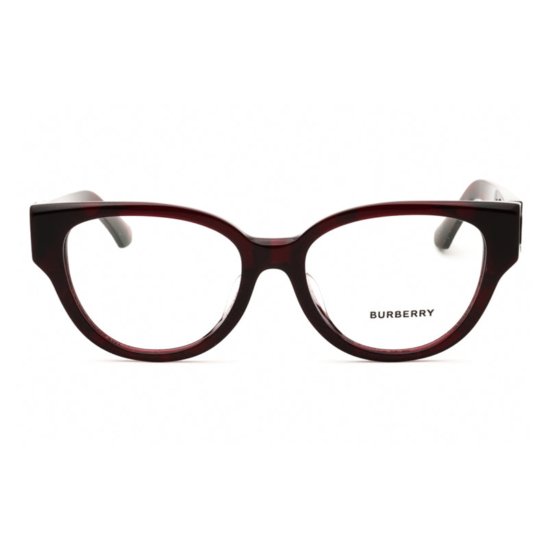 Burberry Eyeglasses Round Full Rim, Check Red Frame and Clear Demo Lenses Lens BE2421F4115