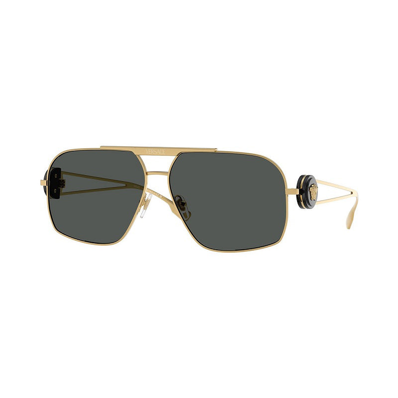 Versace Sunglasses Geometric Full Rim, Gold Frame and Dark Grey Lens VE2269100287
