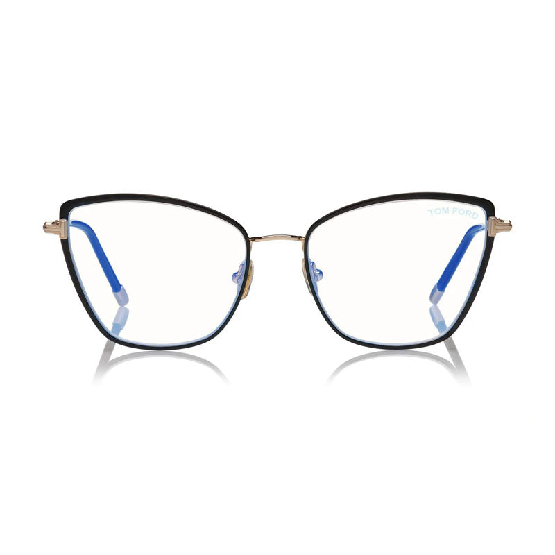 Tom Ford Eyeglasses Square Full Rim, Black Enamel Frame and Clear Demo Lenses Lens FT5740-B001