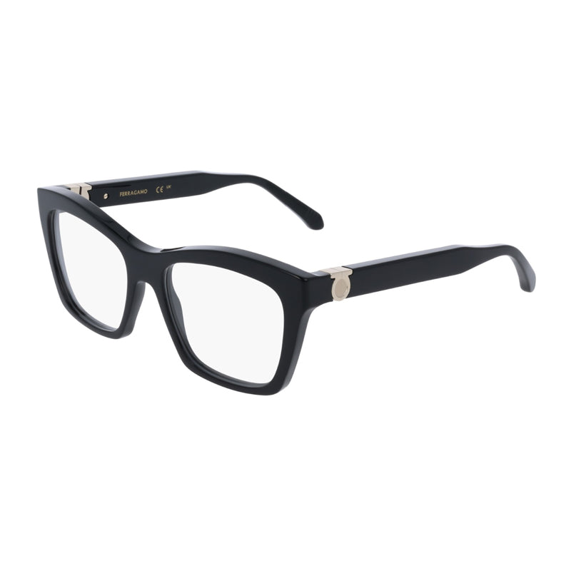 Ferragamo Salvatore Ferragamo Eyeglasses Cat Eye Full Rim, Black Frame and Clear Demo Lenses Lens SF3022001