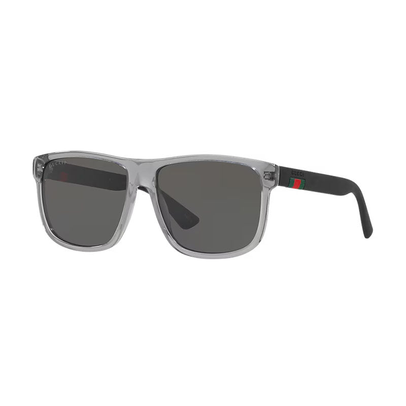 Gucci Sunglasses Square Full Rim, Grey/Black Frame and Grey Polarized Lens GG0010S004