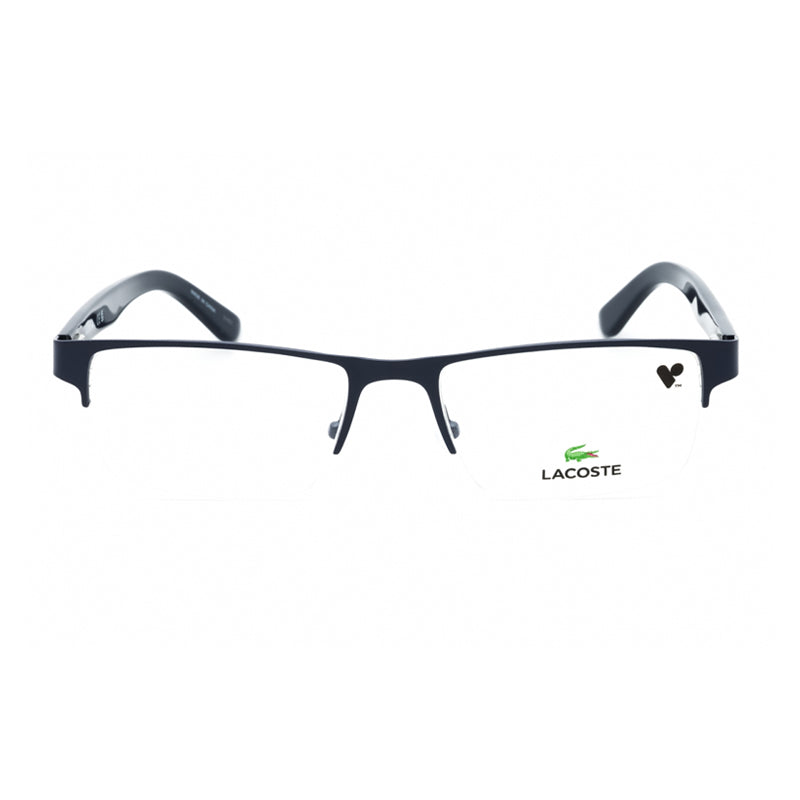 Lacoste Eyeglasses Rectangle Full Rim, Matte Blue Frame and Clear Demo Lenses Lens L2237424