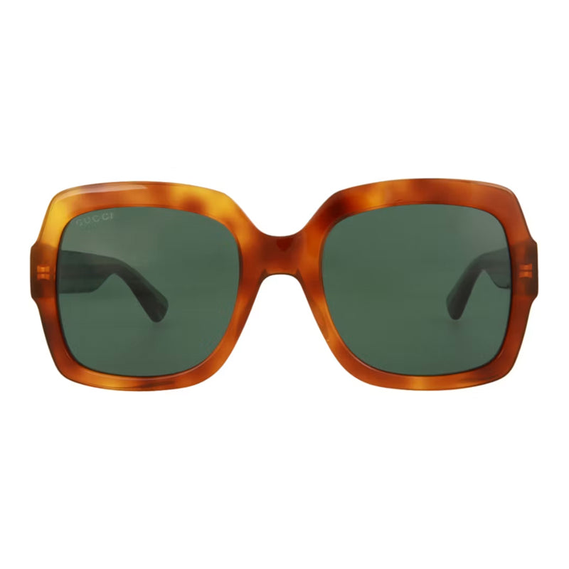 Gucci Sunglasses Square Full Rim, Havana Frame and Green Lens GG0036SN003
