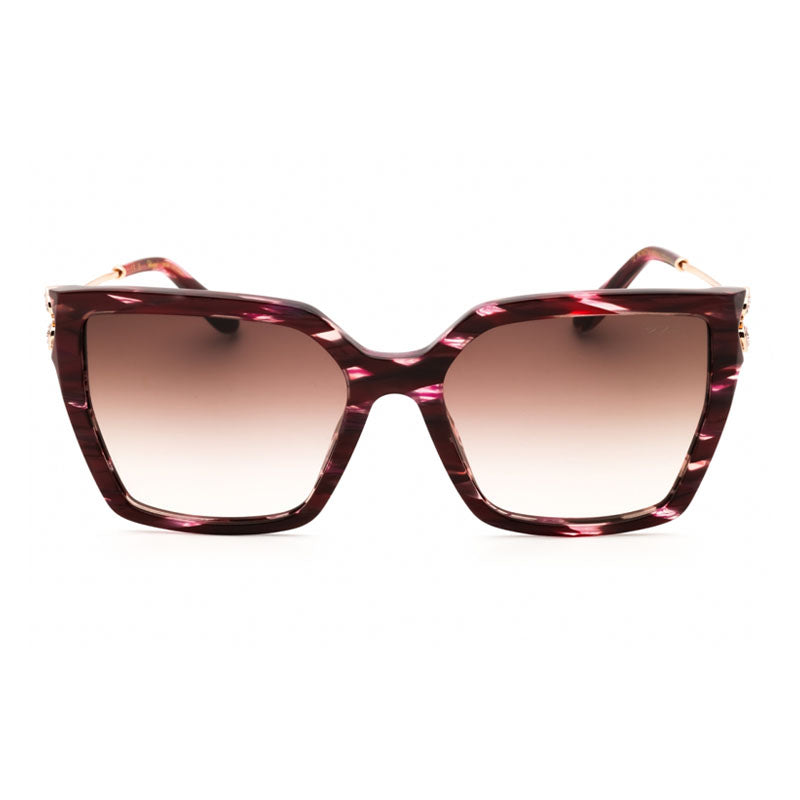 Chopard Sunglasses Cat Eye Full Rim, Shiny Streaked Burgundy Frame and Brown Gradient Lens SCH371S01G2