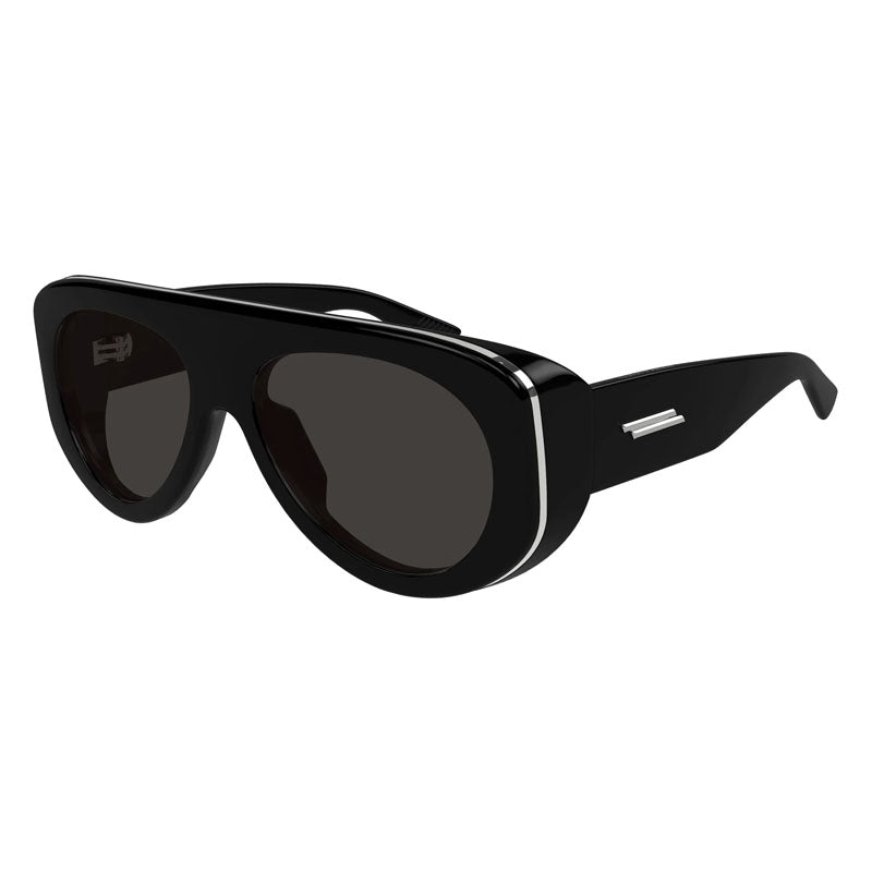 Bottega Veneta Sunglasses Geometric Full Rim, Shiny Black Frame and Grey Lens BV1362S001