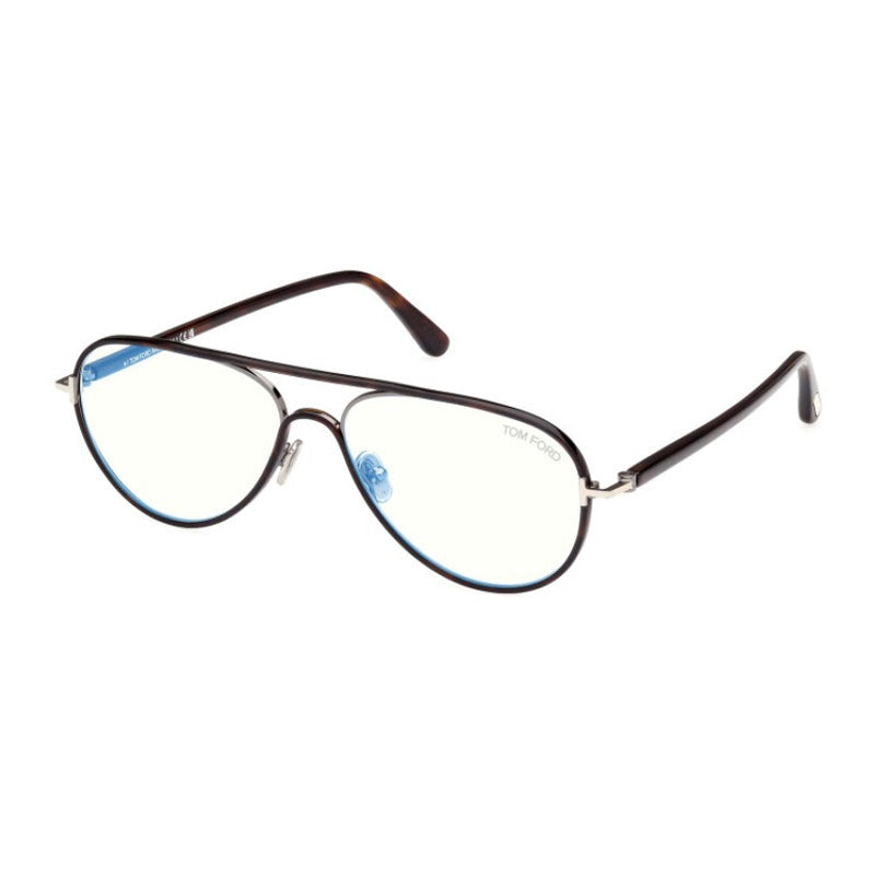Tom Ford Eyeglasses Aviator Full Rim, Dark Havana Frame and Clear Blue Light Block Lens FT5897-B052