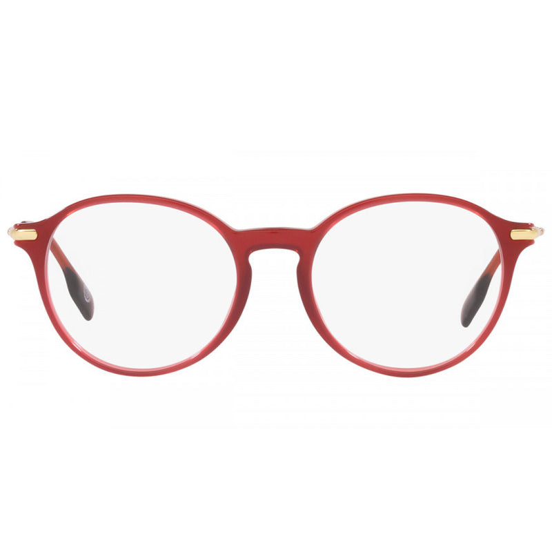 Burberry Eyeglasses Round Full Rim, Bordeaux Frame and Clear Demo Lenses Lens BE23654022
