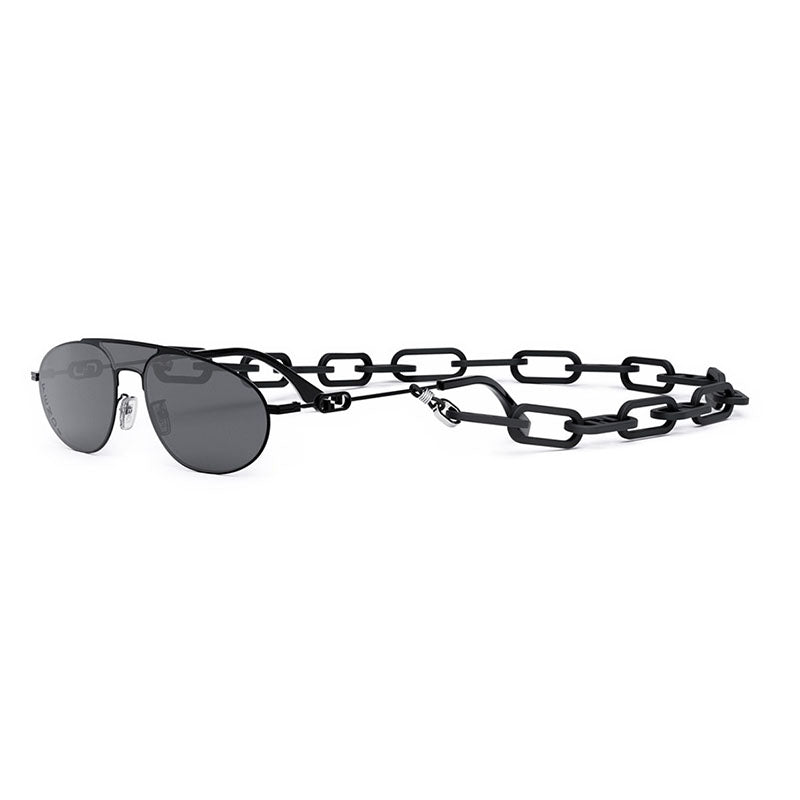 Fendi Sunglasses Aviator Full Rim, Black Frame and Dark Grey with Black Chain Lens FE40072U-Y01A