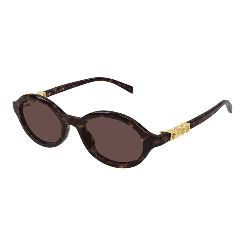 Gucci Sunglasses Oval Full Rim, Havana Frame and Brown Lens GG2153S002