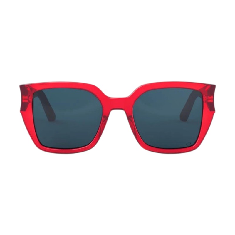 Dior Sunglasses Square Full Rim, Shiny Red Frame and Blue Lens DIORGLOWS1I35B0
