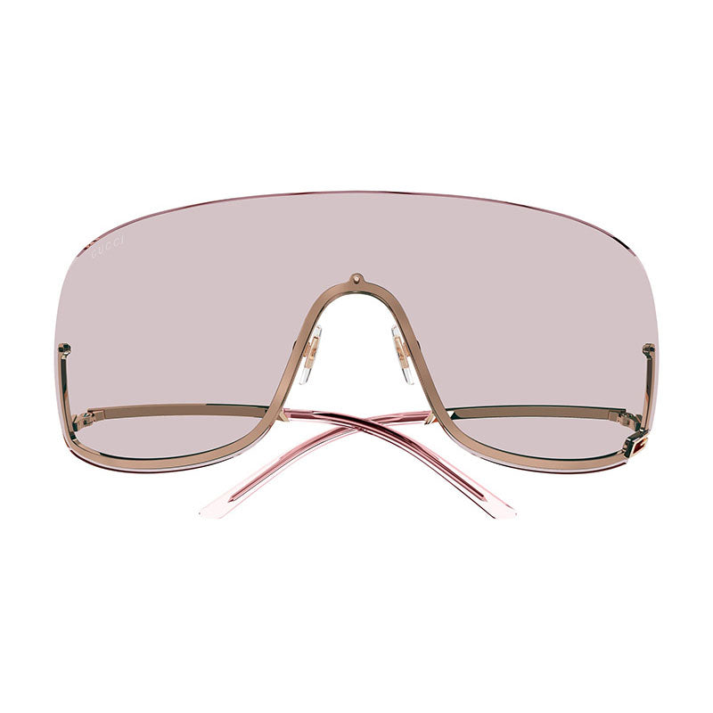 Gucci Sunglasses Shield Semi Rim, Rose Gold Frame and Pink Lens GG1560S004