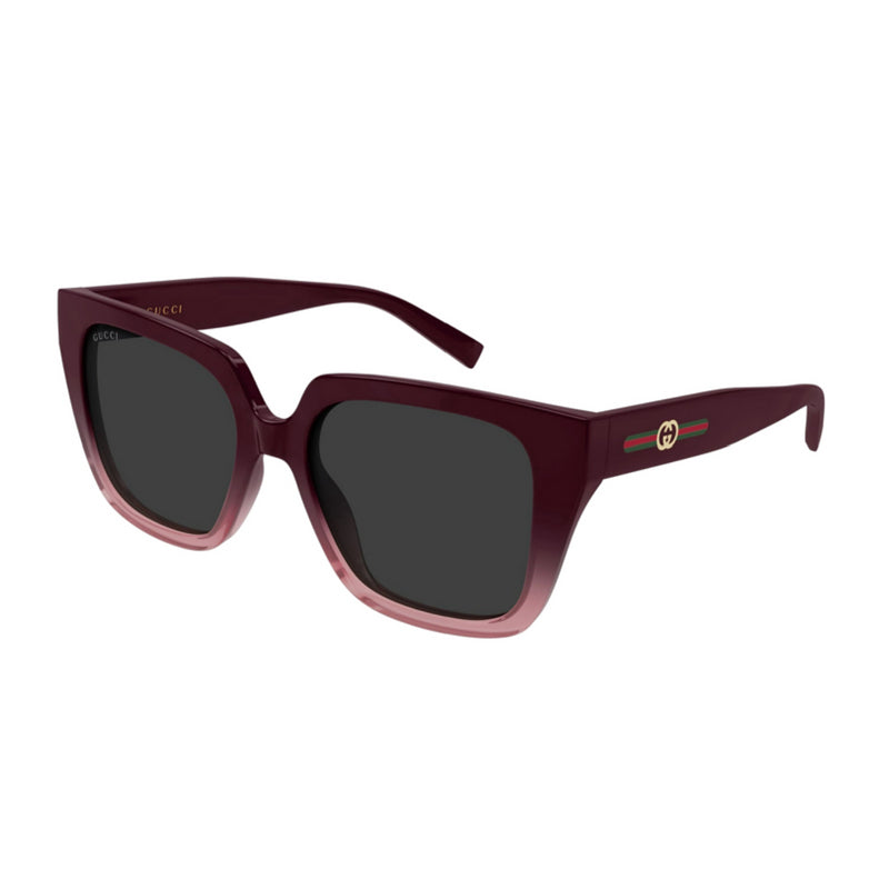 Gucci Sunglasses Square Full Rim, Bordeaux Gradient Frame and Grey Lens GG2102S003