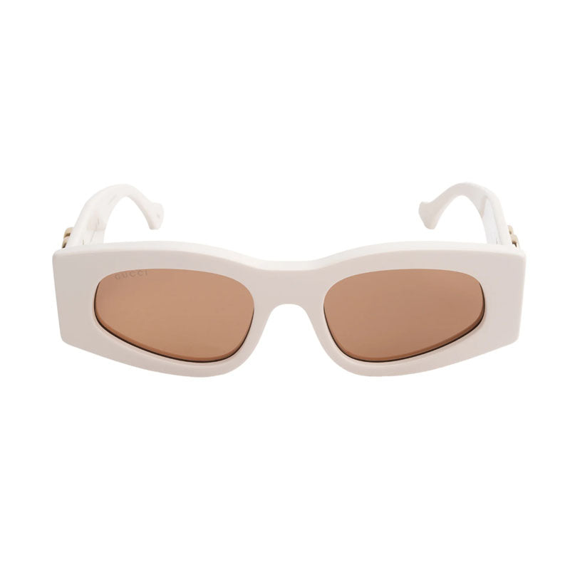Gucci Sunglasses Square Full Rim, Beige Frame and Brown Lens GG1754S003