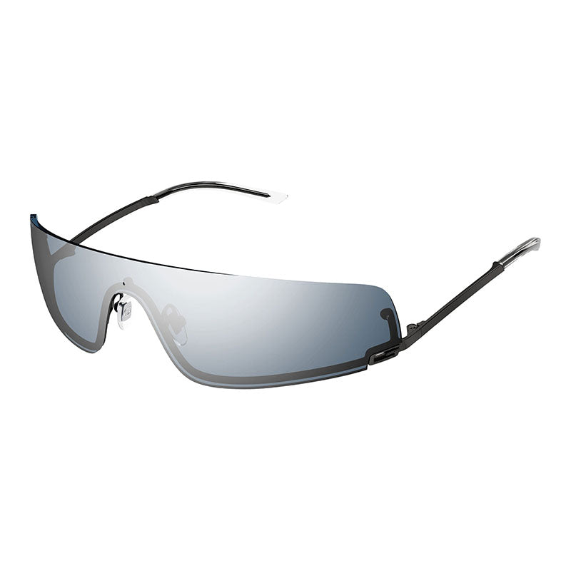 Gucci Sunglasses Shield Semi Rim, Shiny Black Frame and Smoke Mirror Lens GG1561S004