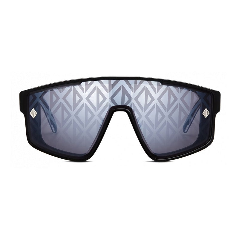Dior Sunglasses Shield Full Rim, Shiny Black Frame and Grey and Silver Mirrored with CD Diamond Motif Magnetic Interchangeable Lenses Lens CDDIAMONDM1U10A0
