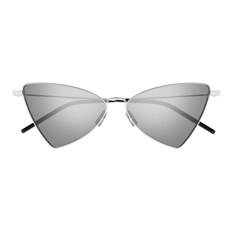 Saint Laurent Sunglasses Geometric Full Rim, Silver Frame and Grey with Silver Mirror Lens SL303JERRY010