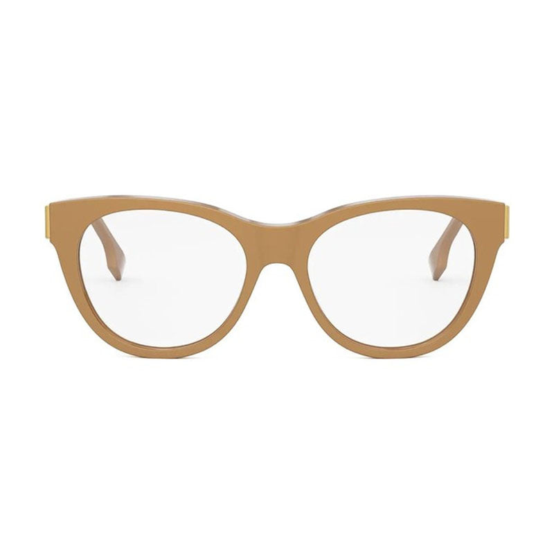 Fendi Eyeglasses Round Full Rim, Brown Frame and Clear Demo Lenses Lens FE50101I045