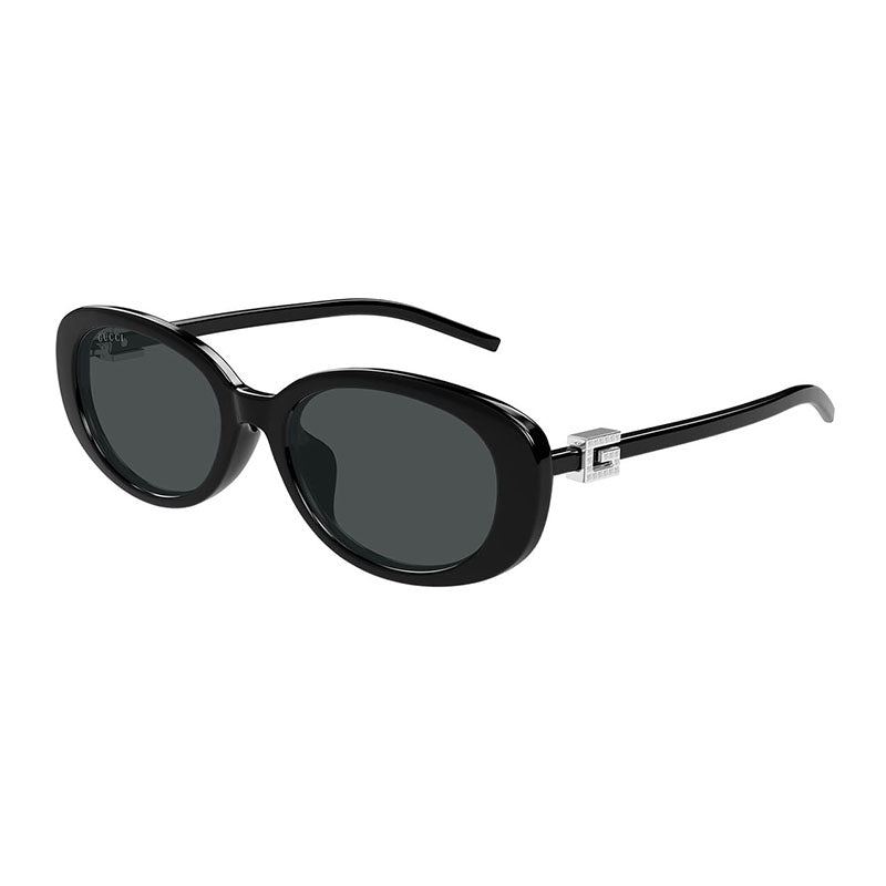 Gucci Sunglasses Oval Full Rim, Shiny Black Frame and Grey Lens GG1684SA002