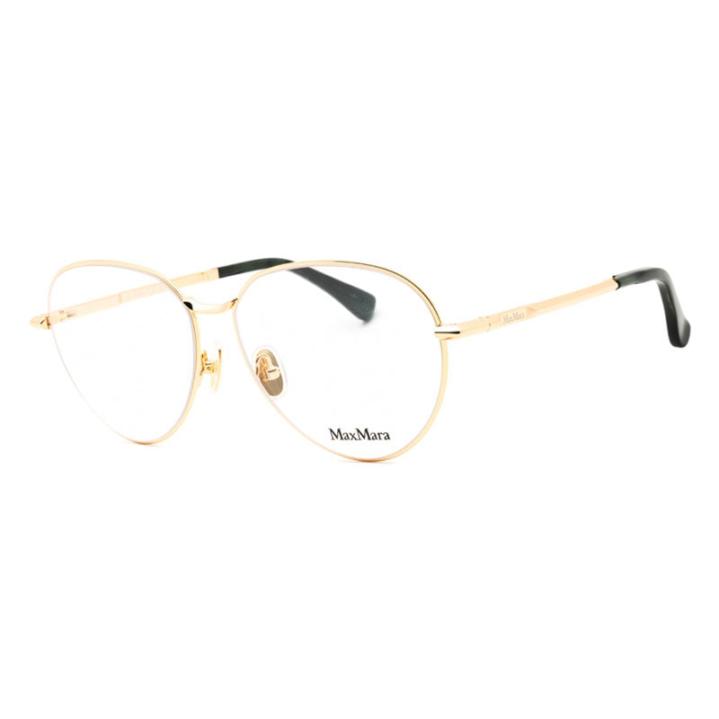 Max Mara Eyeglasses Round Full Rim, Shiny Deep Gold Frame and Clear Demo Lenses Lens MM5178030